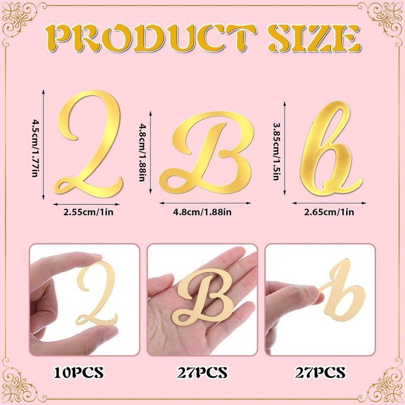 64PCS Gold Letters, Acrylic Cake Topper, 0-9 Number and A-Z Letters for Cake Decorating, DIY Personalized Cake Topper Birthday, Custom Cake Topper for Birthday Party Supplies