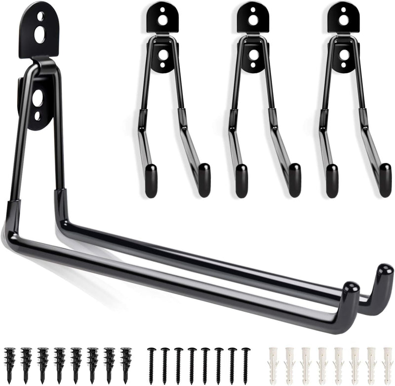 Garage Hooks Heavy Duty - 11 Inch Large Wall Mount Storage Hanger, 4 Pack Long Hook Garage Organizer for Hanging Tool, Chairs, Hoses, Ladder, Bulk Items, Ropes, Etc.