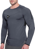 BROKIG Men'S Armzip Long Sleeve Running Shirts Quick Dry Sun Protection UV UPF 50+ Jogging T Shirts Zip Pocket Gym Workout