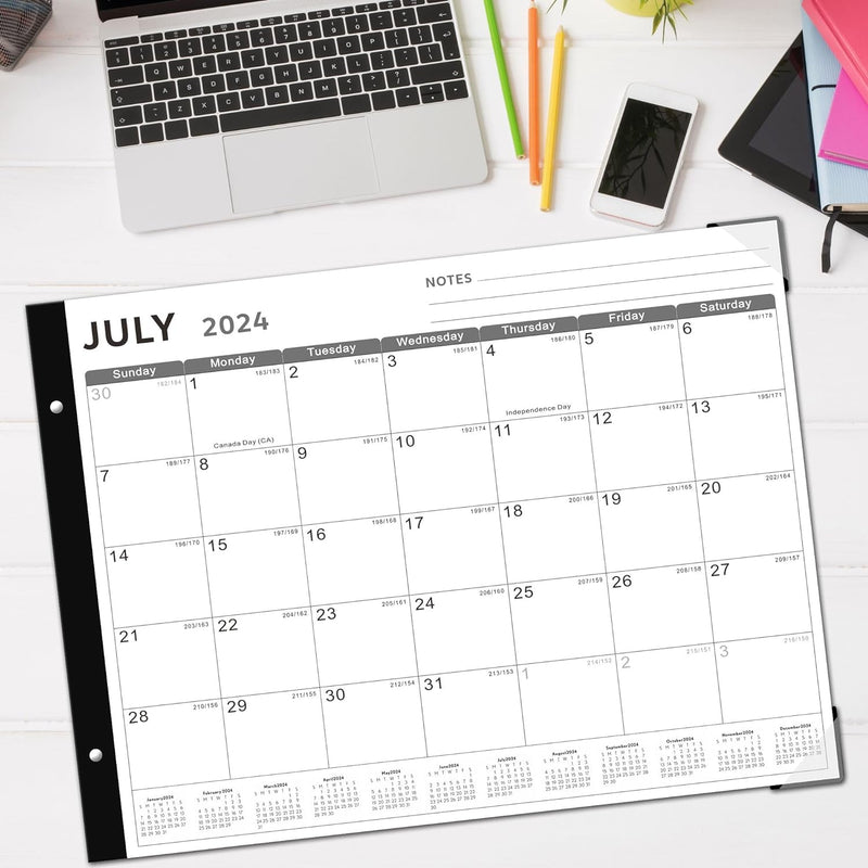 Desk Calendar 2024-2025 Large 22X17, 18 Months Run from July 2024 to December 2025, Desk Top Calendar with Notes for Home, Office and School