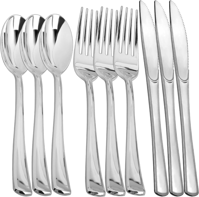 300 Pieces Thanksgiving Plastic Silverware Heavy Duty Plastic Cutlery Set Heavyweight Disposable Flatware Includes Spoons Forks Knives for Thanksgiving Party Supplies Wedding Dinner