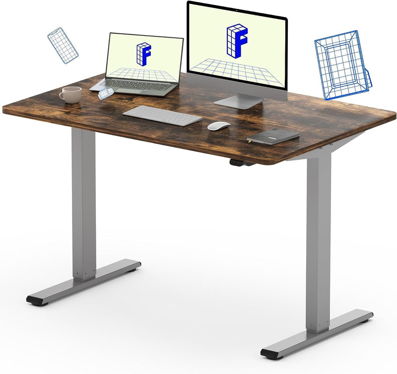 FLEXISPOT EC1 Essential Adjustable Desk, Electric Standing Desk Sit Stand Desk (48X24 Inch, Gray Frame+Marble Grey)