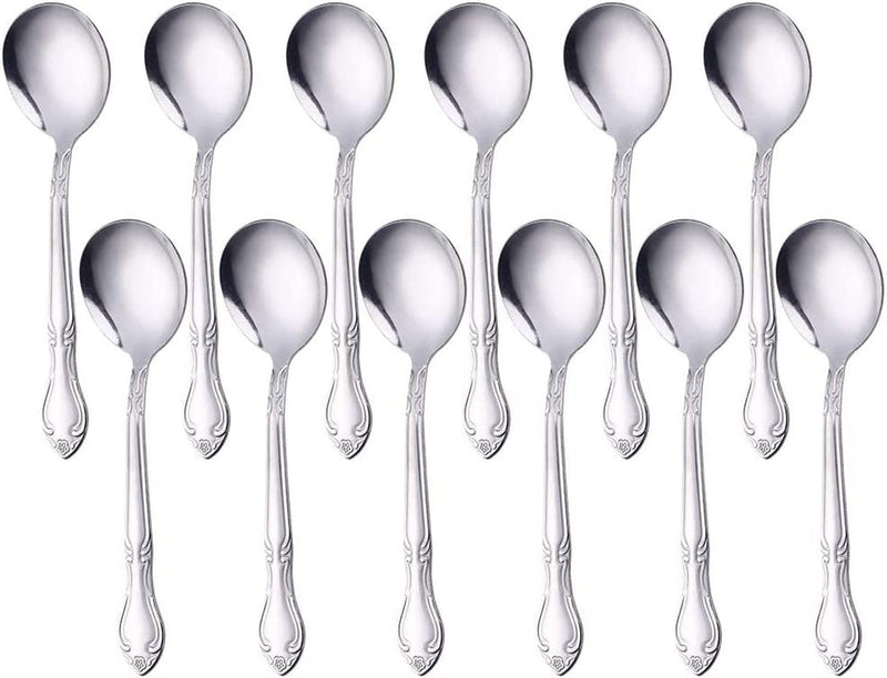 Dinner Fork Salad Dessert Forks Rose Pattern 12 Pieces, BUY&USE Silver Stainless Steel 7.3-Inch Flatware