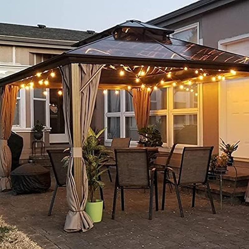 G40 Outdoor Globe String Lights, 25Ft Hanging Patio Lights with 27 Incandescent Bulbs (2 Spare), Connectable Backyard Lights UL Listed for Indoor Outdoor Bistro Wedding Decor, E12 Base, 5W-Black Wire