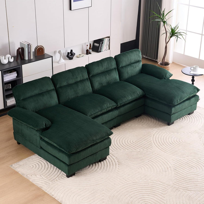 Aoowow Corduroy Loveseat Sofa Couch with Ottomans,Luxury Modular Sectional 2 Seater Sofa with Deep Seat,Modern Cloud Sofas with Throw Pillows for Living Room (Off White, Loveseat with Ottoman)