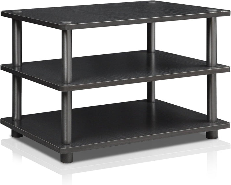 FURINNO Turn-N-Tube No Tools 2-Tier Elevated TV Stand, French Oak Grey/Black