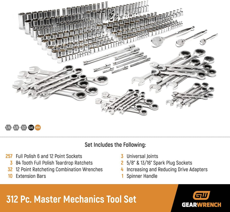 GEARWRENCH 312 Piece Master Mechanics Tool Set - 89071