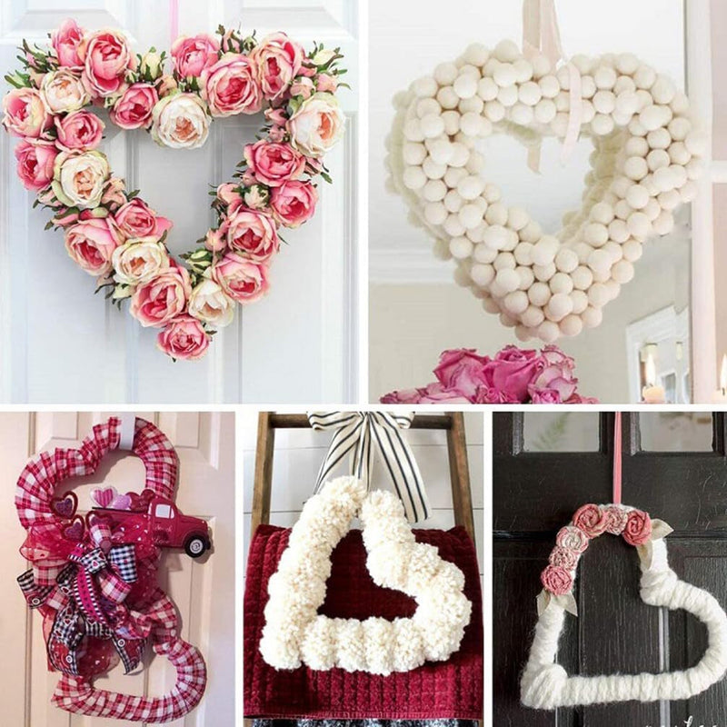 Alipis Heart Wire Wreath Frame Metal Flower Wreath DIY Hoops, Garland Making Rings for Wedding Valentines Party Decoration 14 Inch