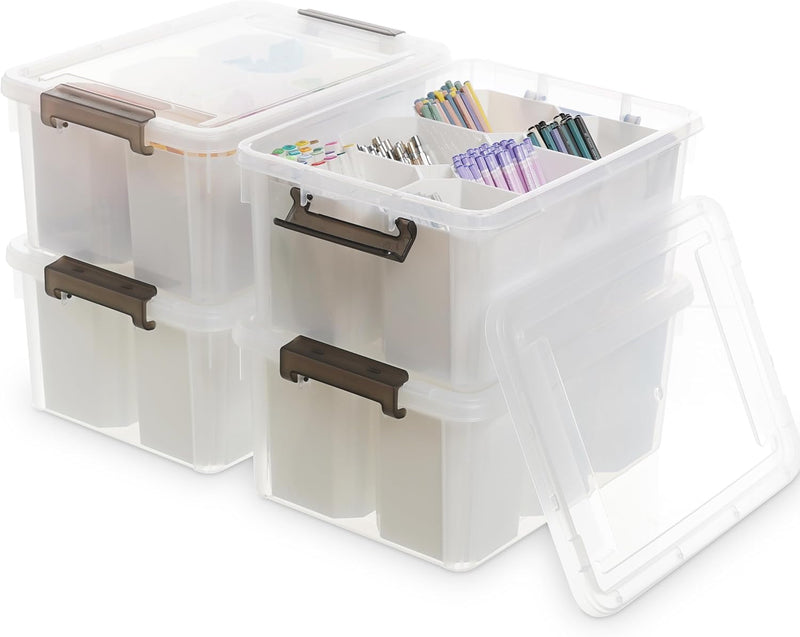 Citylife 17 QT Plastic Storage Bins Clear Storage Box with Lids Multipurpose Stackable Storage Containers for Organizing Tool, Craft, Crayon