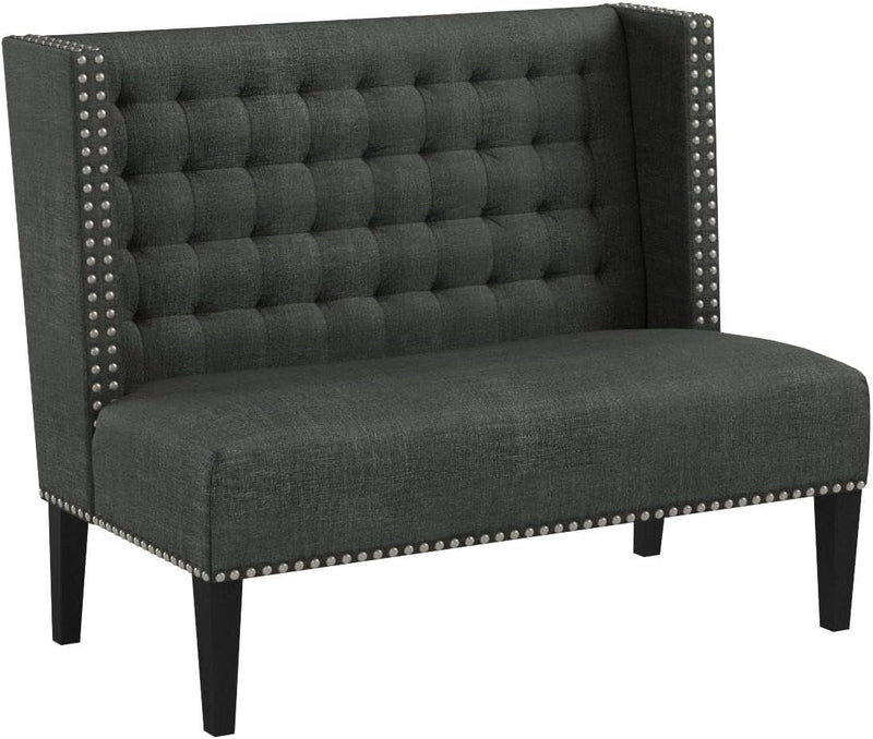 46" Small Modern Loveseat Settee Sofa 2-Seat Sofa Couch Tufted Love Seat Dining Bench with Nail Head Trim Back Banquette Sofas for Living Room Small Space Entryway Hallway Slate