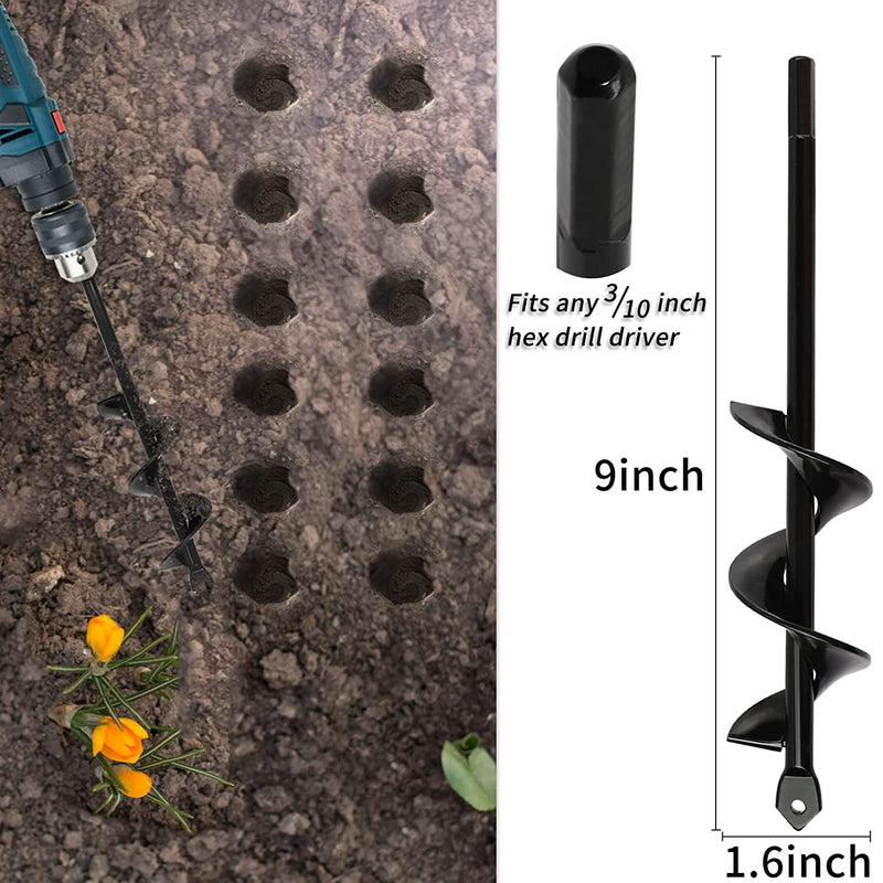 4 Set Auger Drill Bit for Planting,Heavy Duty Garden Auger Spiral Drill Bit Bulb Planter Tool for Planting Bedding Plants,Universal for Cordless Drill(1.6"X9",1.6"X16.5",3"X16.5",3"X12")