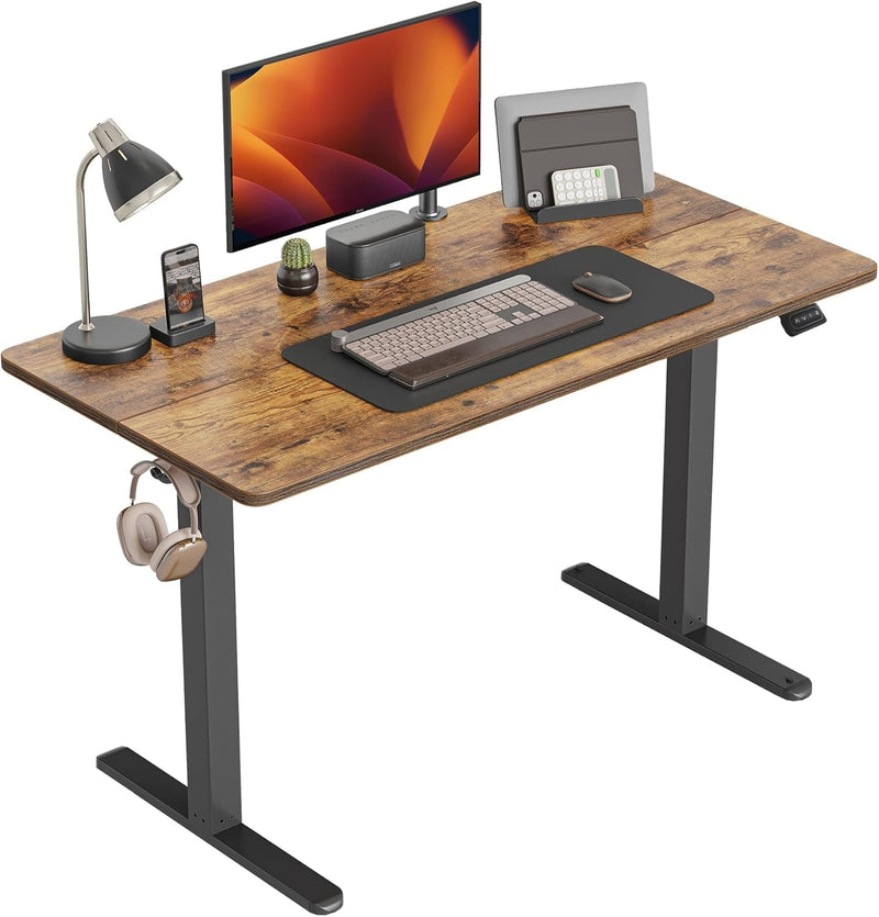 Cubicubi Electric Standing Desk, 55 X 24 Inches Height Adjustable Sit Stand Desk, Ergonomic Home Office Computer Workstation, Rusticbrown