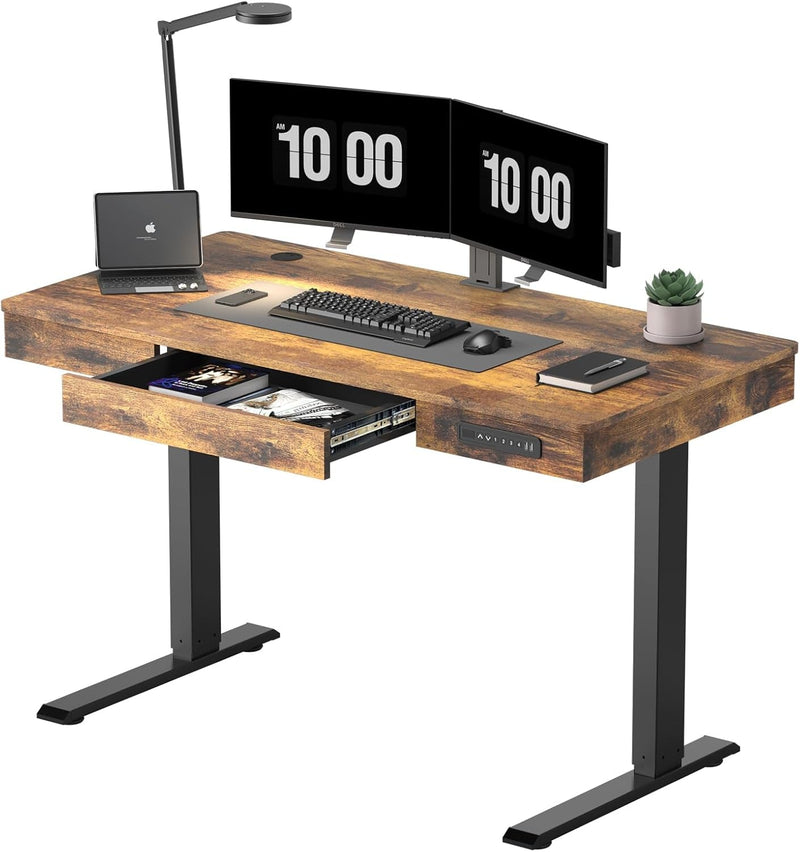 AIMEZO L Shaped Electric Standing Desk 55''Large Sit to Stand Desk Computer Desk with Memory Control Pad Adjustable Height Ergonomic Desk Home Office Sturdy Writing Workstation Black Frame & Black Top