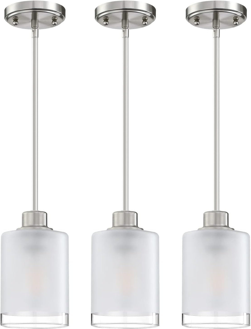 3 Pack 1 Light Kitchen Island Pendant Light Industrial Farmhouse Fixture,Frosted Glass Black Finish for Bedroom Hallway Dining Room Entryway Kitchen Cafe Bar