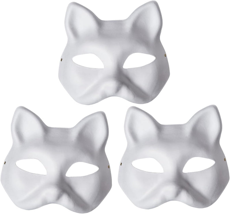 Cat Mask White Paper Cat Masks Blank Fox Mask Unpainted Half Facemasks DIY Paint Masquerade Mask Costume Prop