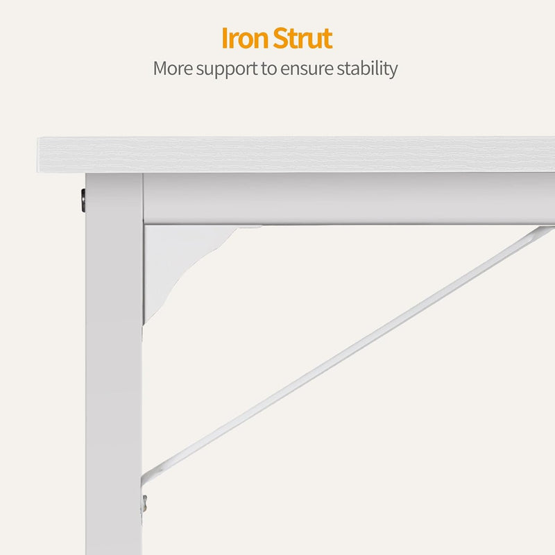 Cubicubi Computer Desk 40" Study Writing Table for Home Office, Modern Simple Style PC Desk, White Metal Frame, White