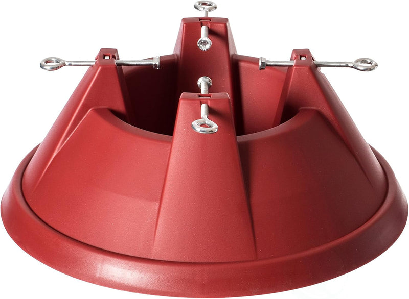 Gardenised Plastic Christmas Tree Stand with Screw Fastener, Red