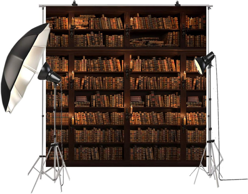 5X10Ft Wooden Bookshelf Photography Backdrop Library School Books Collection Photo Background Students Artistic Photo Booth Studio Props KP-004