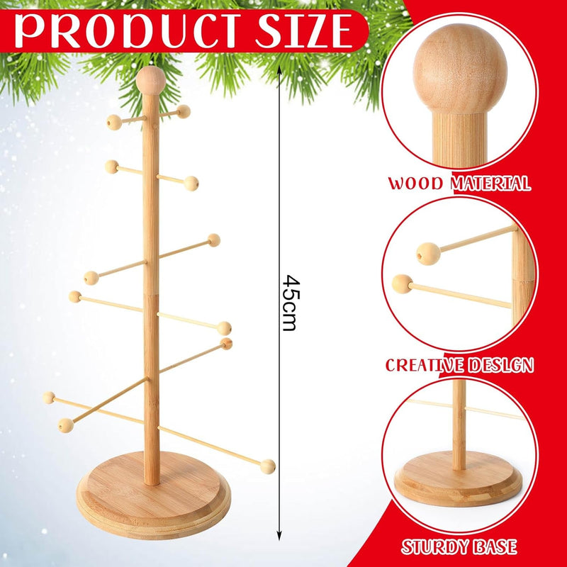 Christmas Tree Ornament Stand Holder with Arms Wooden Christmas Ornament Hanger Pretzel Sausage Rack for Counter Top Ornament Display Desktop Christmas Tree Xmas Holiday Party(17.72 In)