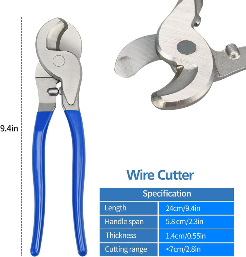 Cable Lug Crimping Tool with 170Pcs Copper Wire Lugs and 210Pcs Heat Shrinkable Tube, Wire Crimping Tool for AWG 10-1/0 Electrical Lug Crimper, with Cable Cutter