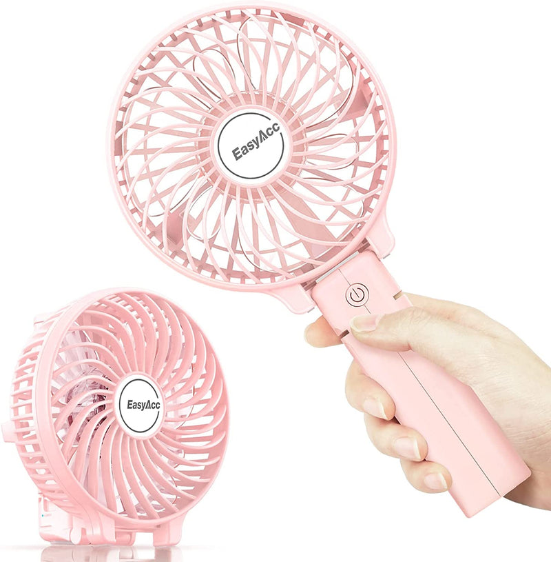 Easyacc Handheld Fan, 2023 4Th New 5000 Battery Operated Desk Fan [ 4 Speed 20 Hours Quiet Powerful Hand Fan ] Power Indicator/One Touch Power off Foldable Personal Fan for Travel Office Outdoor