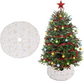 Christmas Tree Skirt Decoration 15" Mini Plush White Faux Fur Xmas Tree Skirt Deco for Christmas Party Holiday Deco