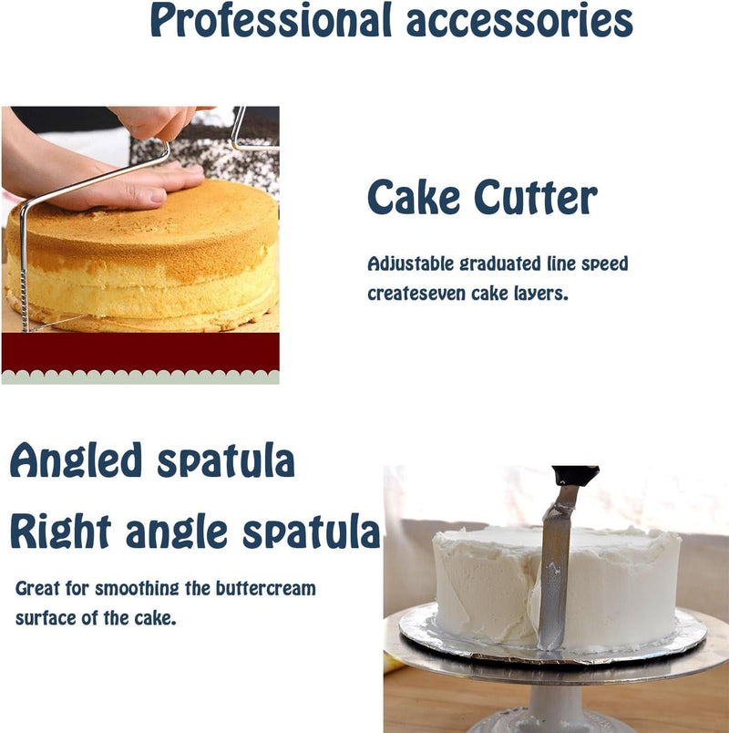 12 Inch Aluminium Alloy Revolving Cake Stand, Rotating Cake Turntable for Cake, Cupcake Decorating Supplies (35Pcs)