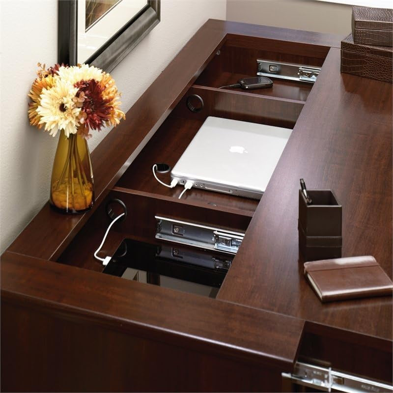 BOWERY HILL Credenza/Home Office Pull-Out Computer Desk with Storage in Cherry