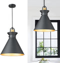 Emliviar 1-Light Hanging Lamp for Bedroom 10.5 Inch, Industrial Pendant Lights Kitchen Island in Black Finish, Dome Metal Lampshade, YSE2MIL BK