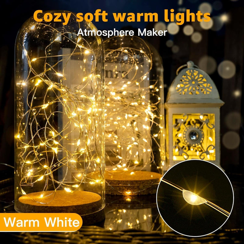 6 Pack Fairy Lights Battery Operated 7Ft 20 LED Mini String Lights Twinkle Lights Silver Wire Firefly Starry Lights for Mason Jars Wedding Party Christmas Centerpiece Table Decorations, Warm White