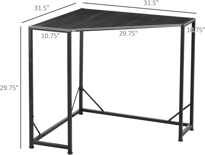 HOMCOM Space-Saving Corner Desk, Small Computer Desk with Metal Frame, Writing Desk for Home Office, Small Spaces, Gray