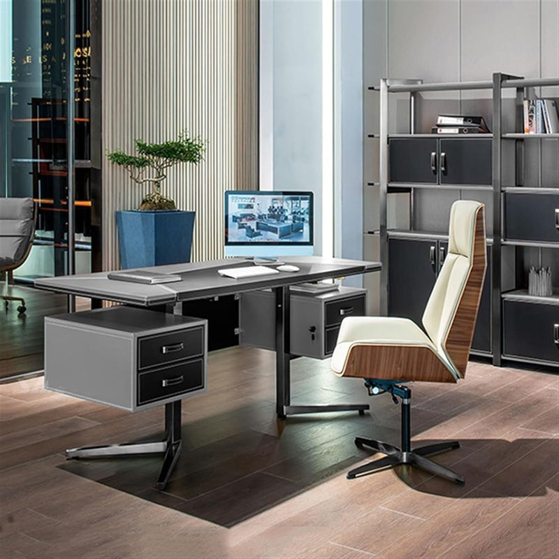 Computer Desk Side Table Leather Desktop Office Desk, Computer Desk with Storage Drawer, Home Office Writing Desk 1.6M/1.8M Study Workstation Gaming Desk Large Desk(Size:1.8M)