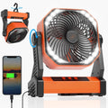 Camping Fan with LED Light, 20000Mah Rechargeable Battery Operated Camp Fan with Hook, 270° Pivot, 4 Speeds, USB Table Fan for Camping, Fishing, Power Outage, Barbecue, Jobsite
