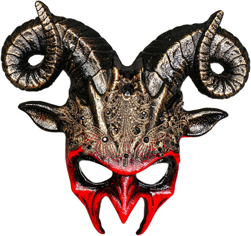 Black Ram Krampus Horns Masquerade Mask Halloween Costume for Adult