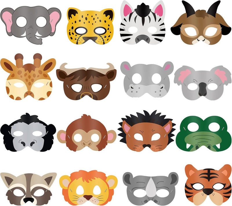 Blulu Animal Masks Party Favors Animal Masks for Unisex Jungle Safari Themed Birthday Dress up Party Supplies(16 Pieces)