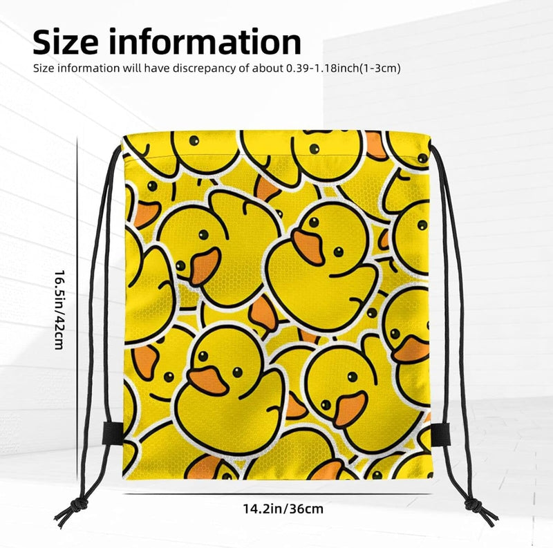 Cozymoon Drawstring Backpack Bags Sports Gym String Bags 3D Print Rucksack Shoulder Bag Beach Duck Seamless Pattern Rubber Sack Party Favor Bags