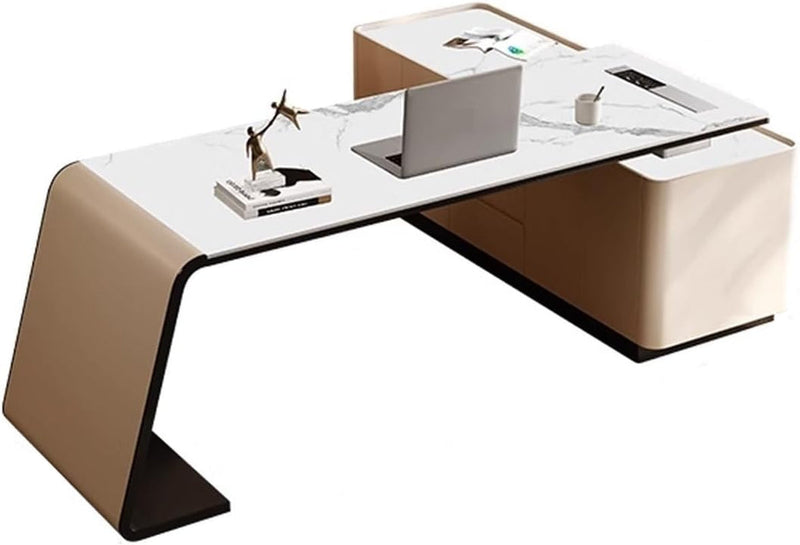 Computer Desks Modern Slate Countertop Desk with Locker Combination Boss Desk Simple Computer Desk Study Desk Desk Executive Desk Home Office Table (B Long Cabinet)