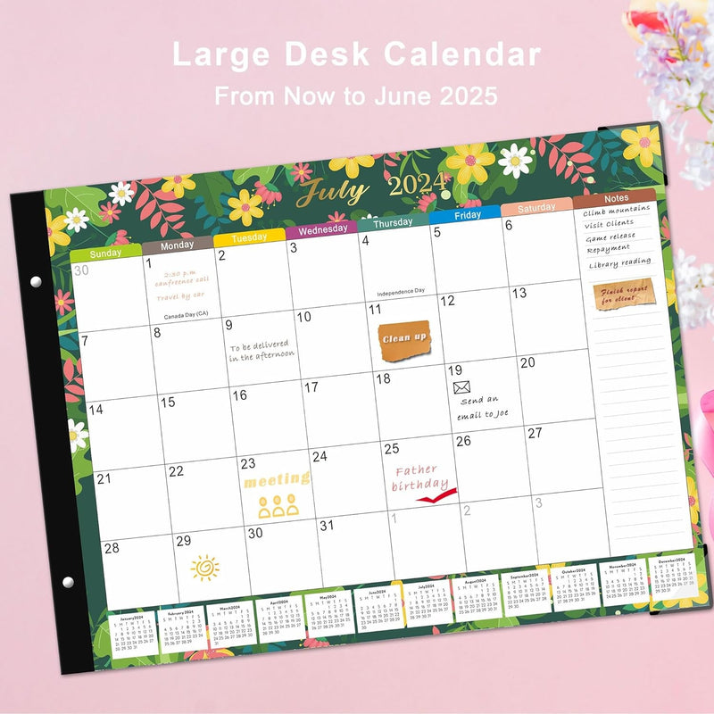 Desk Calendar 2024-2025 Large 22X17, Runs from Now to JUN 2025, Desk Top Calendar 2024-2025 for Planning and Organizing Office or Home