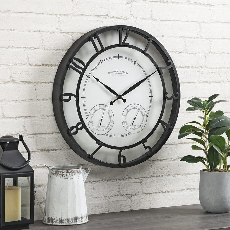 Firstime & Co. Park Outdoor Wall Clock, 18", Oil Rubbed Bronze