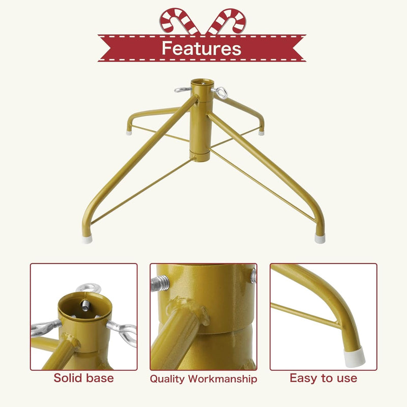 EZYDECOR 19.7" Gold Christmas Tree Stand Solid Metal Christmas Tree Base Replacement for Artificial Trees Home Decoration (Gold) 19.7"