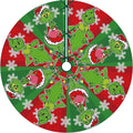 Christmas Tree Skirt Collar 48 Inches Green Christmas Monsters Design for Holiday Party Decor (RED)