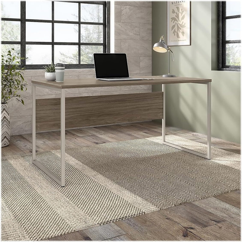 Bush Business Furniture HYD360MH Hybrid 60-Inch Computer Table Desk with Metal Legs, Modern Hickory