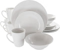 Elama Service for Four 16 Piece Porcelain Dinnerware Set, White-Round 1