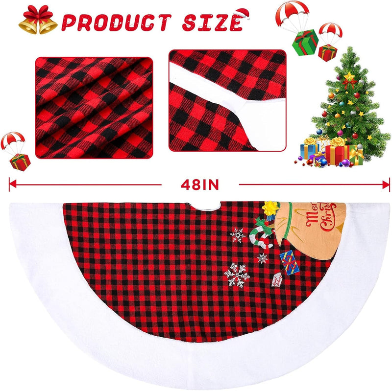 48 Inch Christmas Tree Skirt Decoration for Merry Christmas Party Faux Fur Christmas Tree Skirt Decorations