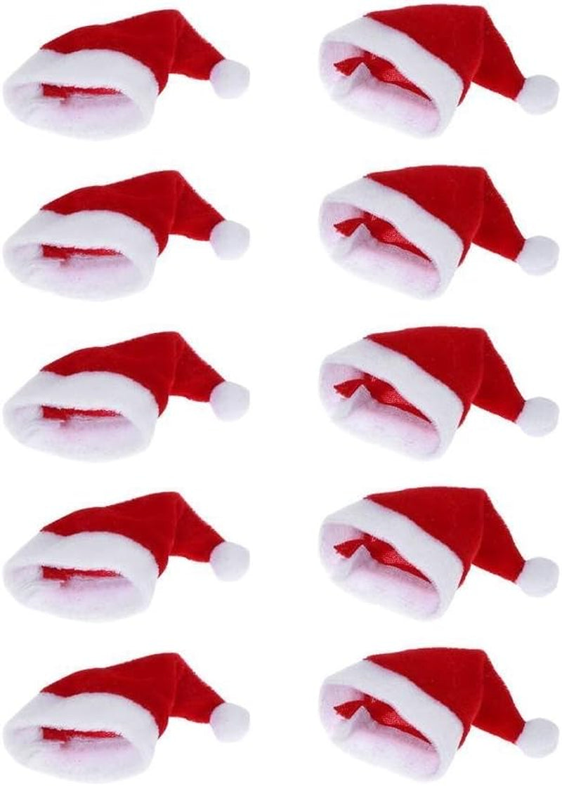 10Pcs Mini Santa Hat Wine Bottles Cover Home Christmas Decor