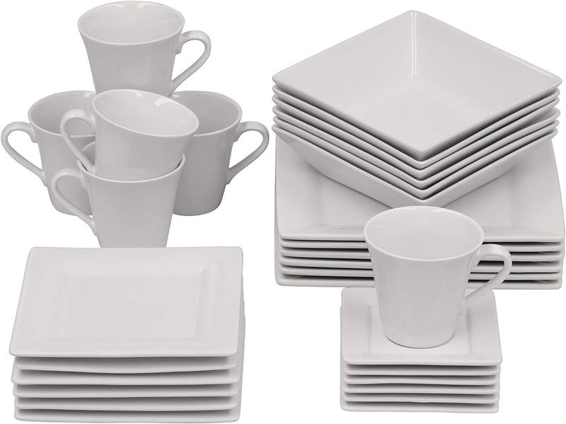 10 Strawberry Street Nova Square 30 Pc Dinnerware Set, Cream White