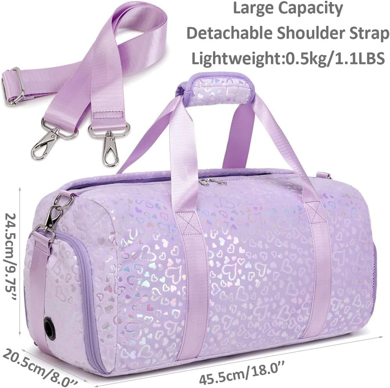 Duffel Bag for Girls Fluffy Dance Bag for Girls Ballet Bag Girls Sports Gym Bag Water Resistant Travel Duffle Bags with Shoes Compartment