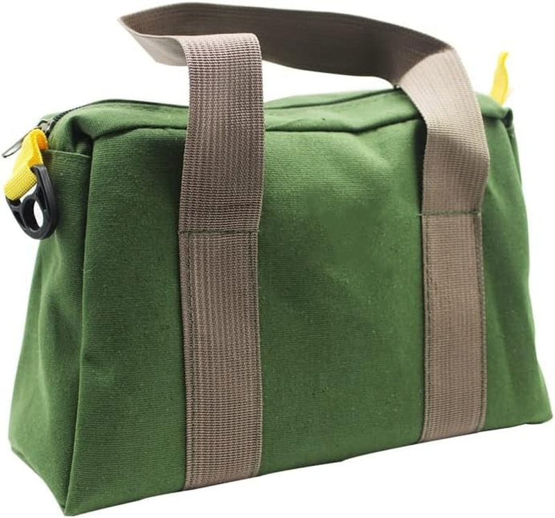 BLIRITEL 12 Inch Wide Mouth Tool Bag, Heavy Duty Canvas Tool Storage Bag, Large Capacity Handbag, Multi-Function Tool Organizer Tote Bag for Storage Wrenches Pliers (Green - 12 Inch)