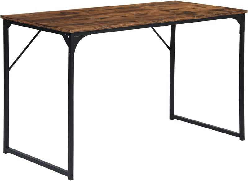 Furniturer 47.2" Home Office Table Simple Computer Desk Laptop PC Writing Sturdy Metal Frames for Study Room, Rustic Brown