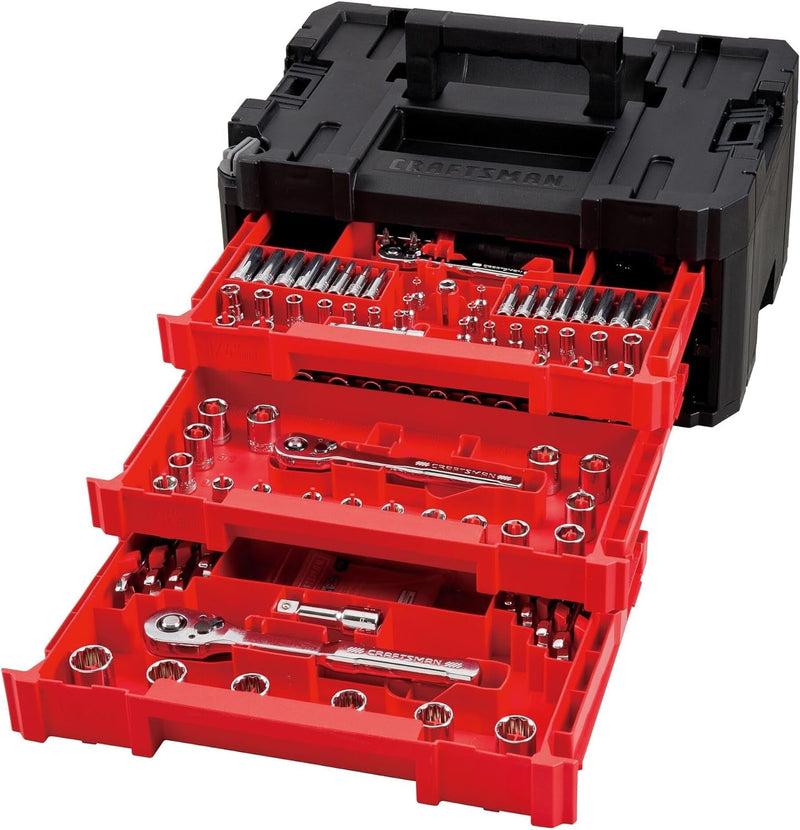 CRAFTSMAN VERSASTACK Mechanics Tool Set, 1/4 In, 3/8 In, and 1/2 in Drive, 230 Piece (CMMT45306)